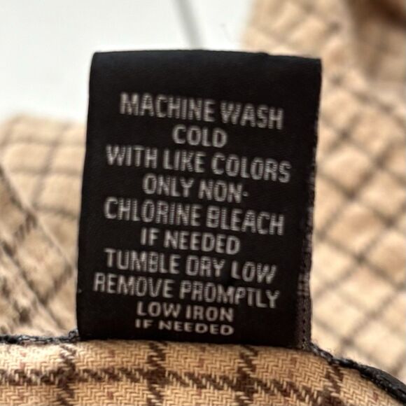 RSQ Women’s Cropped Flannel Shirt Plaid Brown Tan Long Sleeves - Picture 8 of 8